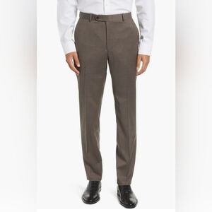 Peter Millar Harker Flat Front Solid Stretch Wool Dress Pants